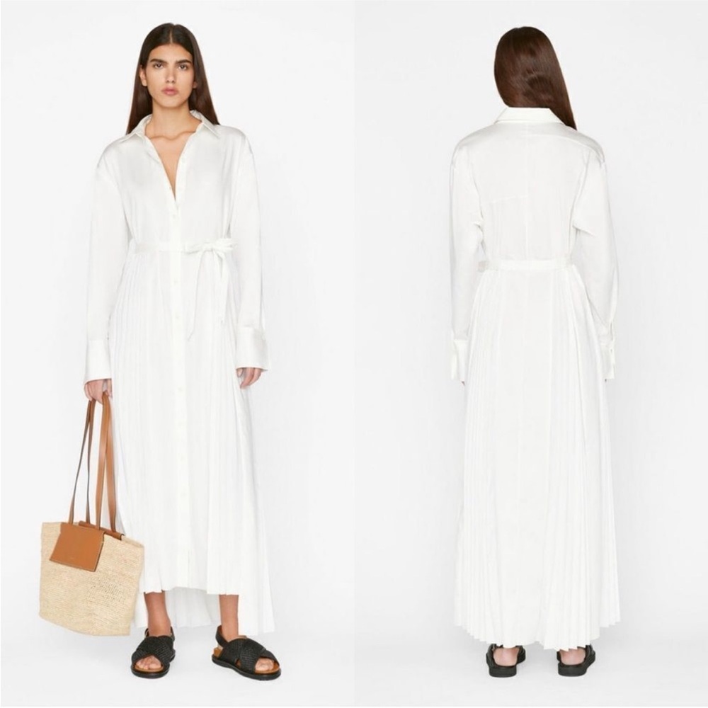 FRAME white long sleeve maxi dress